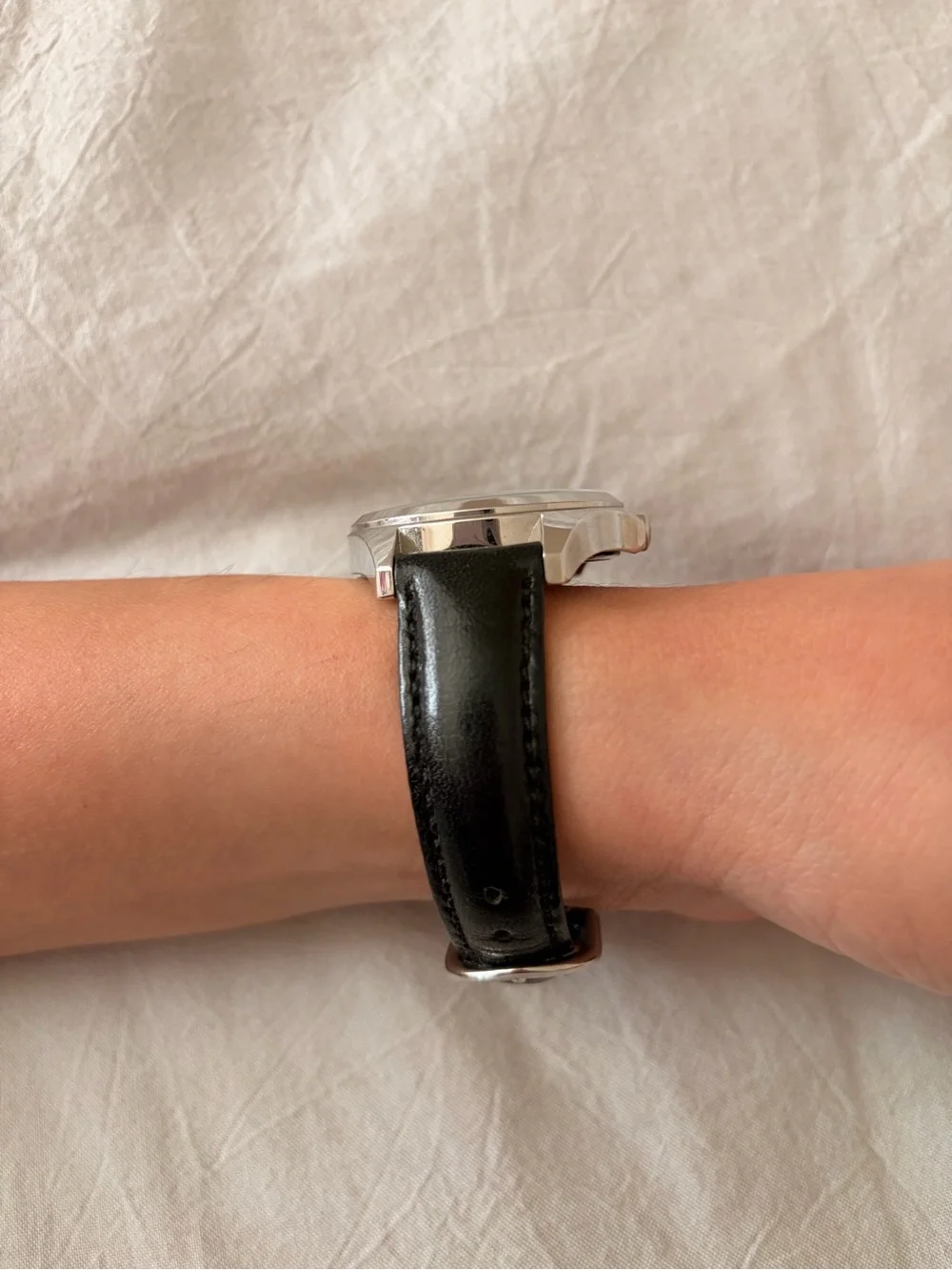Juicy Couture Black Leather Strap Watch with Silver-Tone Case